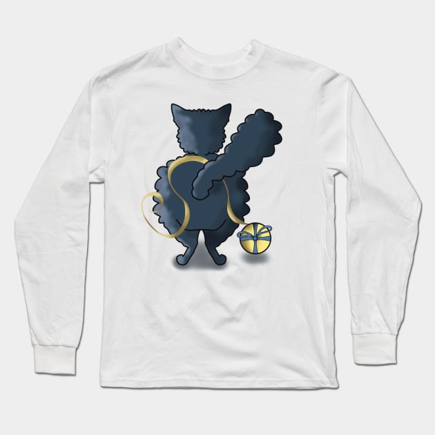 Walking Cat With String Long Sleeve T-Shirt by Jennggaa